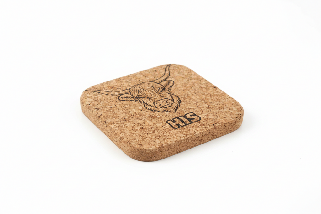 His and Hers highland cow coaster