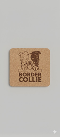 split face border collie cork coaster