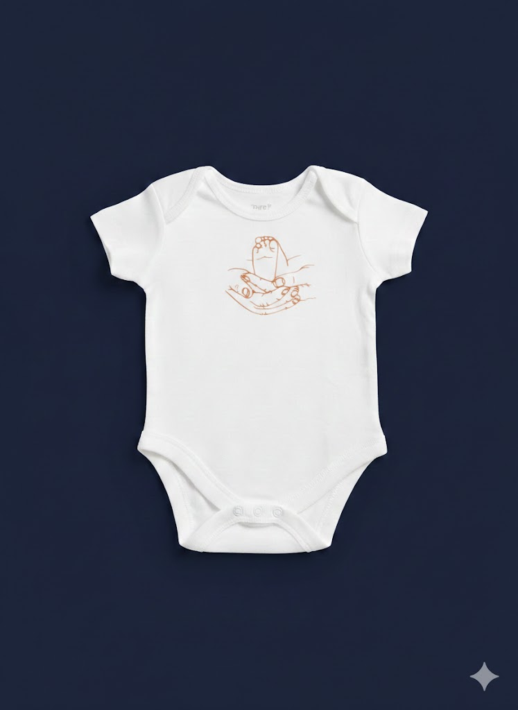 hands holding baby feet babygrow